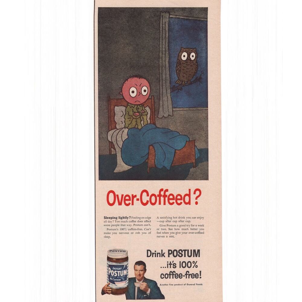 Postum Breakfast Beverage / Puss n Boots Cat Food Magazine Advertisement 1950s